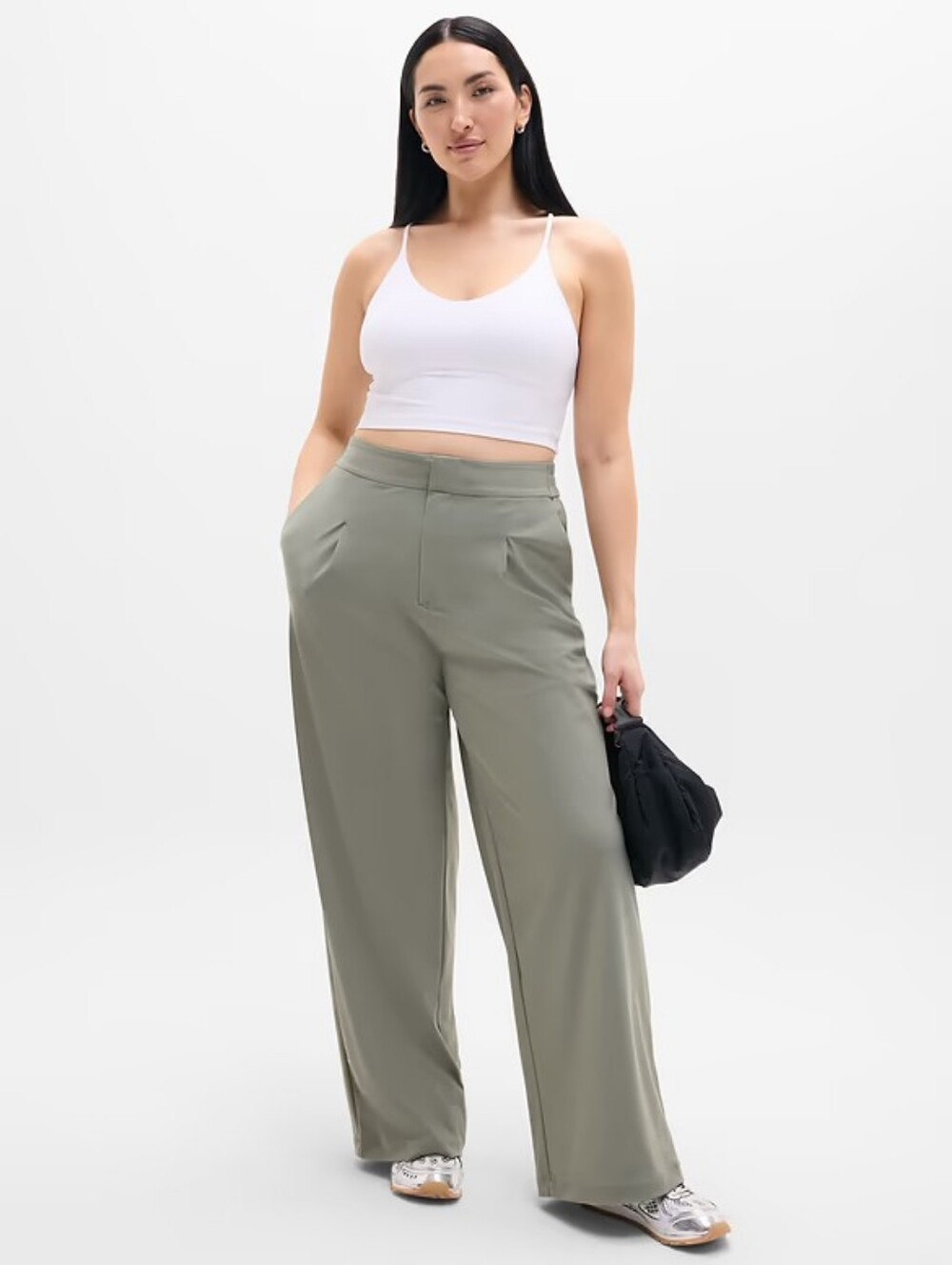 Athleta Olive Wide-Leg High-Rise Trousers